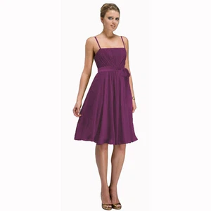 Sexy Knee Length Cocktail Party Bridesmaid Silk Chiffon Dress Violet - Picture 1 of 3