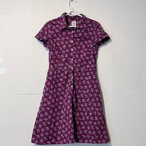 Hm Girls T-Shirt Dress Size 16 Eur 36 Purple Floral Summer Button Midi - Picture 1 of 7