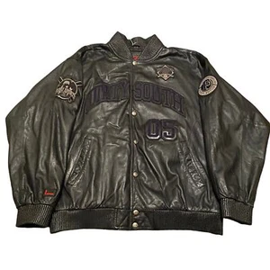 Vintage Y2K FUBU Dirty South City Series Black Quilted Leather Jacket Size 2XL - Picture 1 of 11