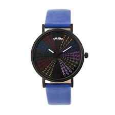 Crayo Fortune Black Dial Navy Leatherette Watch CRACR4308
