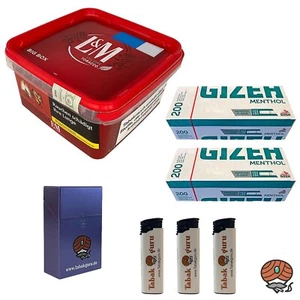 L&M Rot BIG BOX Volumentabak 129g + 400 Gizeh Menthol Hülsen + Zubehör - Bild 1 von 6
