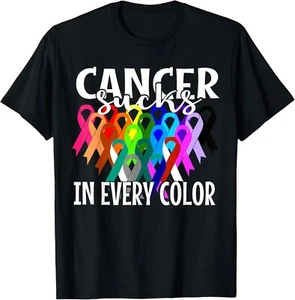 Cancer Sucks In Every Color Fighter _ Fight The Cancer Gift Unisex T-Shirt - Picture 1 of 4