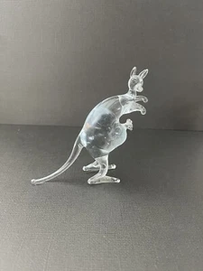 Vintage Retro Kitsch Murano Style Miniature Art Glass Kangaroo and Joey figurine - Picture 1 of 9