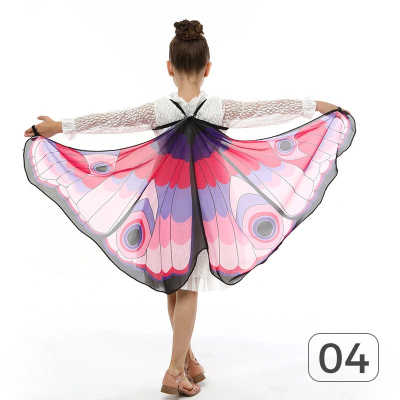 Fato de dança infantil fada xale asas de borboleta meninas acessório cosplay vermelho - Imagem 1 de 4