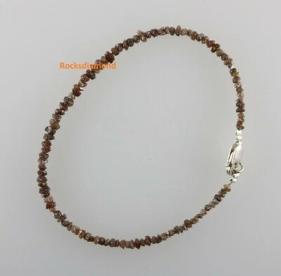 8.02 Carat Natural Red Color Loose Rough Diamond Beads 6.5" Bracelet with Silver - Image 1 of 3