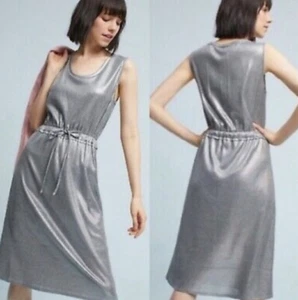 Abito midi Dolan Anthropologie donna Petite Medium M argento festa metallizzato - Foto 1 di 8