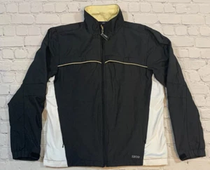 Womens IZOD Windbreaker Jacket Size Small Full Zip Front Mesh Lining Black - Picture 1 of 10