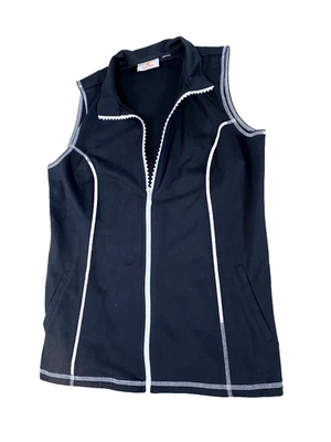 QUACKER FACTORY VEST Women's Sleeveless Embellished Zip Up Black White  Size Med - Image 1 of 4