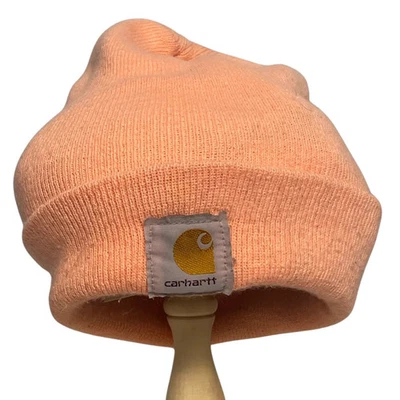 Gorra de invierno Carhartt para mujer tejida gorro rosa melocotón parche logotipo grado B Foto 1 de 4