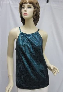 St John EVENING Top Shell Black Green Piallettes SZ L NWT $895 - Picture 1 of 5