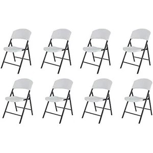 Lifetime Lightweight Indoor Outdoor Plastic Folding Chairs, White (8 Pack) - Picture 1 of 9