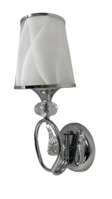 Applique a parete lumetto muro attacco e27 argento abat jour lume vetro e18 - Immagine 1 di 3