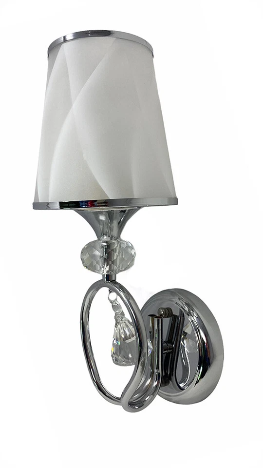 Applique a parete lumetto muro attacco e27 argento abat jour lume vetro e18 - Immagine 1 di 3