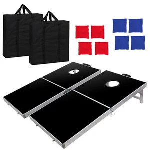 CORNHOLE BOARDS GAME SET Bean Bag Toss + 8 Bean Bags + Bag 4 x 2FT Aluminum - Picture 1 of 12