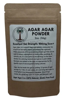 LANDOR TRADING COMPANY Agar Agar Powder - 2 Ounces (56 Grams) - All Natural Seaweed - U.S. Seller!!!