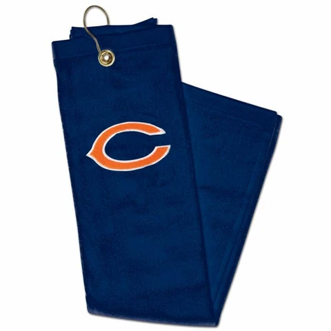 CHICAGO BEARS EMBROIDERED GOLF TOWEL WITH CARABINER 15"X25" HIGH QUALITY Cover
