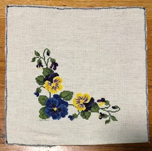 Completed Counted Cross Stitch Pansy's Ready To Frame or Pillow (A53K) - Picture 1 of 7