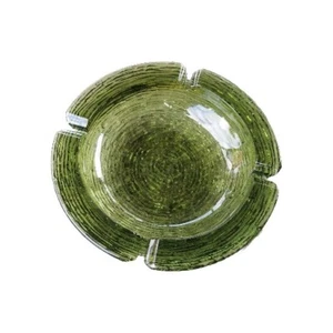 MCM Glass Ashtray Avocado Green Soreno Design By Anchor Hocking 8.75” Vtg. - Picture 1 of 5