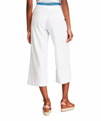 Pantalones Gauchos Chaps Pierna Ancha Recortados Mezcla Lino Color Blanco Talla M Foto 1 de 4