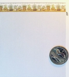 Dollhouse Part - 1:24 scale Itsy Bitsy - Herb Pot Border/Blue & Whitte Check - Picture 1 of 1