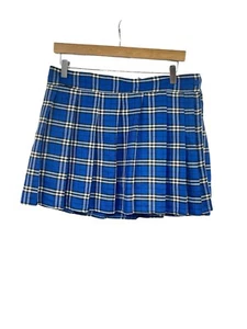 Gonna plissettata donna Spirit Halloween blu a quadri scolaretta L/XL nuova - Foto 1 di 9