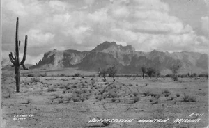 RPPC Apache Junction AZ Superstition Mountain Arizona Postcard Gold Mining 1940s - Picture 1 of 7