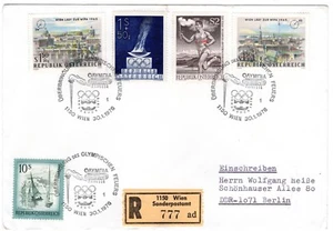 1976 Jan 30th. Registered Winter Olympic Cover. Wien to Berlin Germany. - Picture 1 of 2