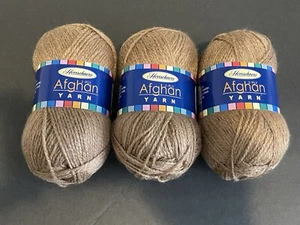 Herrschner’s 2-Ply Afghan Yarn 3 Skeins 220 Yds Each Dark Beige #0023 NEW - Picture 1 of 6
