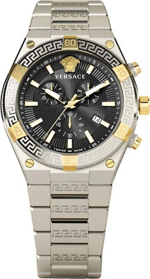 Versace VESO01123 V-Sporty Greca Cronógrafo Negro Plata Oro Reloj Hombre NUEVO Foto 1 de 4
