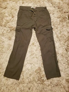 Pantalones de mezcla de lino mosca militar con botón verde F&F 32/32 - Imagen 1 de 12