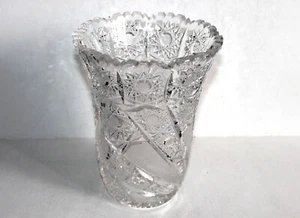 MAGNIFIQUE VASE EN CRISTAL TAILLÉ, GRAVÉ, DECOR GEOMETRIQUE, ART DECO H:21cm 2kg - Imagen 1 de 11