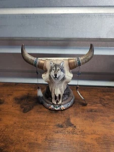 Bradford Exchange Mystic Spirit Display Sacred Meeting Bull Skull Horn Figur - Bild 1 von 8