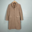 Theory Overcoat Wool Blend Camel Color Pea Coat City Sz M Striped Pockets