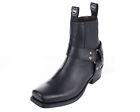 Sendra Boots Leather Biker Boots 8286 Pull Oil Black Unisex Black