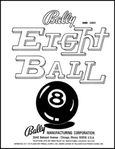 Eight 8 Ball Pinball Machine Operations/Service/Repair Manual Bally PPS 7A/tC - Picture 1 of 1