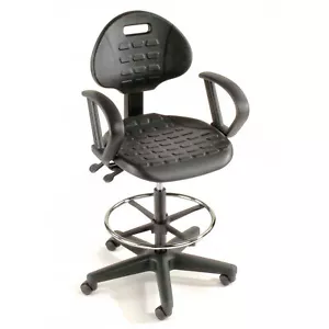 5-Way Adjustable Ergonomic Stool With Loop Armrests Black - Picture 1 of 8