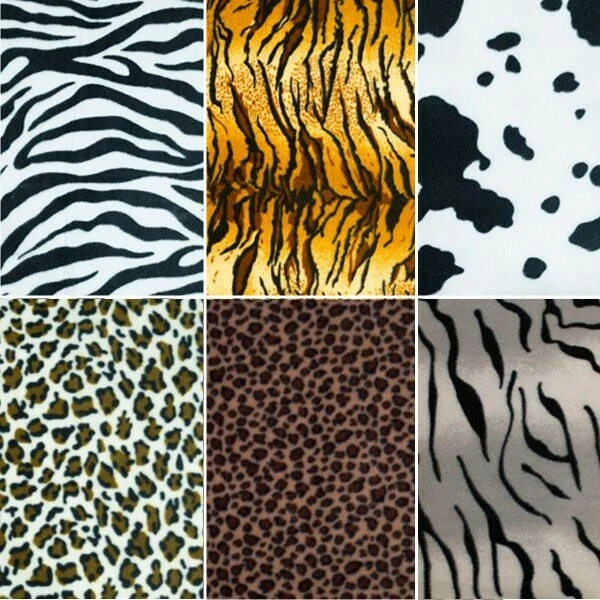 Polar Fleece Anti Pil Fabric Animal Skin Print Zebra Cow Leopard Tiger Blanket - Image 1 of 1