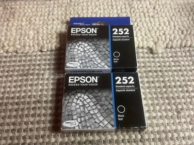 Paquete de 2 cartuchos individuales de tinta originales Epson 252 (T252120) negros estándar Foto 1 de 4