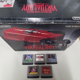 Nintendo Virtual Boy VB Console VUE-S-RA with Box 5Games Set Tested