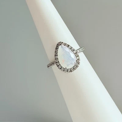 Anillo Bomb Party Talla 7 RBP2719 Piedra Lunar sobre Rodio RETRO RARO Foto 1 de 4