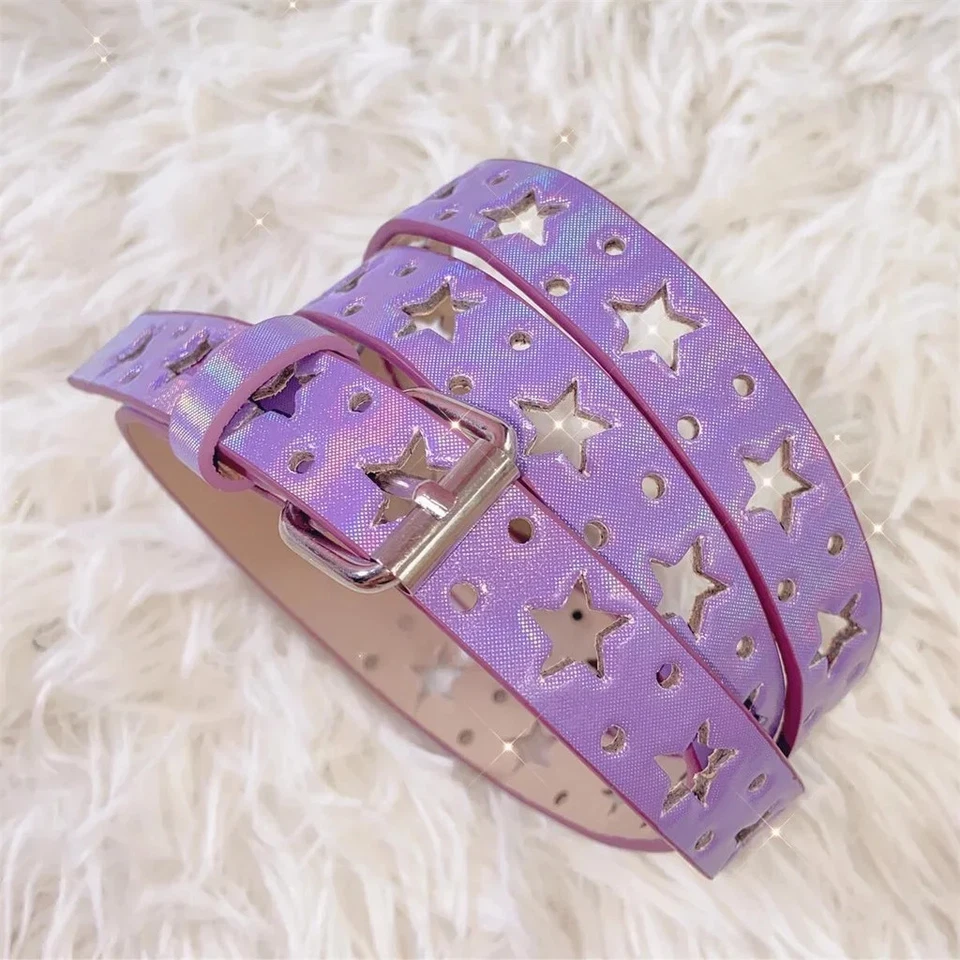 Cinturón de vestir retro hueco ajustable con recorte de estrella de cuero sintético para mujer Foto 1 de 4