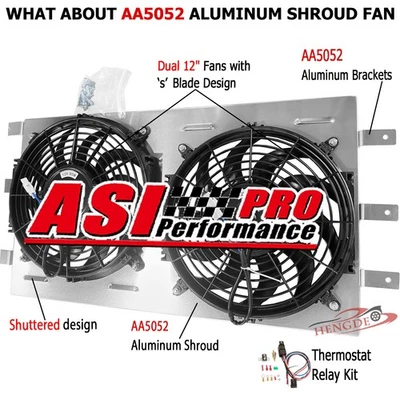 Aluminum Shroud + 2x 12'' Fan + Relay For 88-1994 Chevy S10 Blazer GMC S15 Jimmy Foto 1 de 4