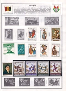MINT & USED RWANDA ON HARRIS ALBUM PAGES - 48 STAMPS AT 5c EACH - Picture 1 of 4
