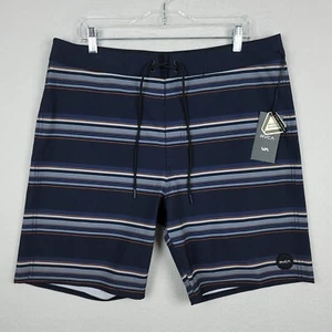 RVCA Hadley Trunk Board Shorts Mens 36 Blue Striped 4-Way Stretch Swim Surf NWT - Bild 1 von 18