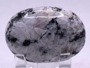 2.25" Rainbow Moonstone Palm Stone Polished Feldspar Mineral Pebble India (1PC) - Picture 1 of 8