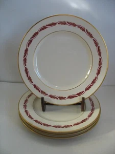 S/ 4 FRANCISCAN china ARCADIA MAROON 8 1/4" Salad Or Dessert Plates 1941-1952 - Picture 1 of 4