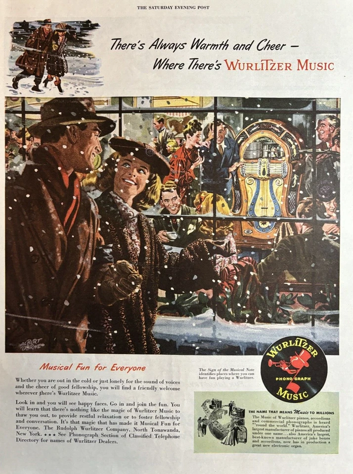 1947 Wurlitzer Phonograph Juke Box Music Fun For Everyone Vintage Print Ad - Image 1 of 1