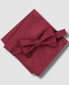 Alfani Men's Red Solid Satin Pre-Tied Bow Tie Pocket Square Set - Picture 1 of 1
