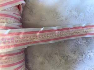 10 yards white bubblegum baby pink satin ribbon sequins layered sewing Trim 1" - Picture 1 of 2