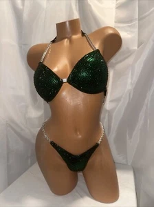 COMPETITION   NPC  FIGURE  TEAL HOLOGRAM  POSING SUIT brand new never worn - Picture 1 of 5